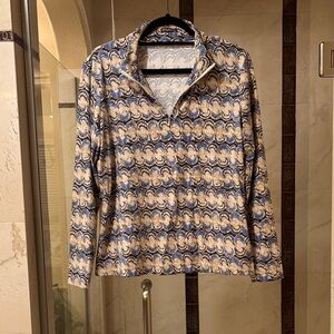 J. McLaughlin Men's Shirt in Blue and Cream Pattern